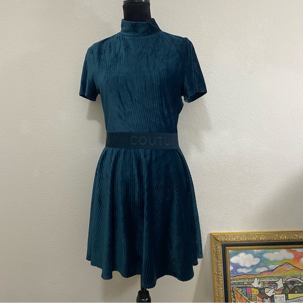 Teal Velvet Juicy Couture Short Sleeve Dress, No Size or Brand Tag, Y2K